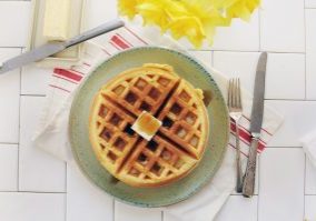 waffle on gray ceramic plate